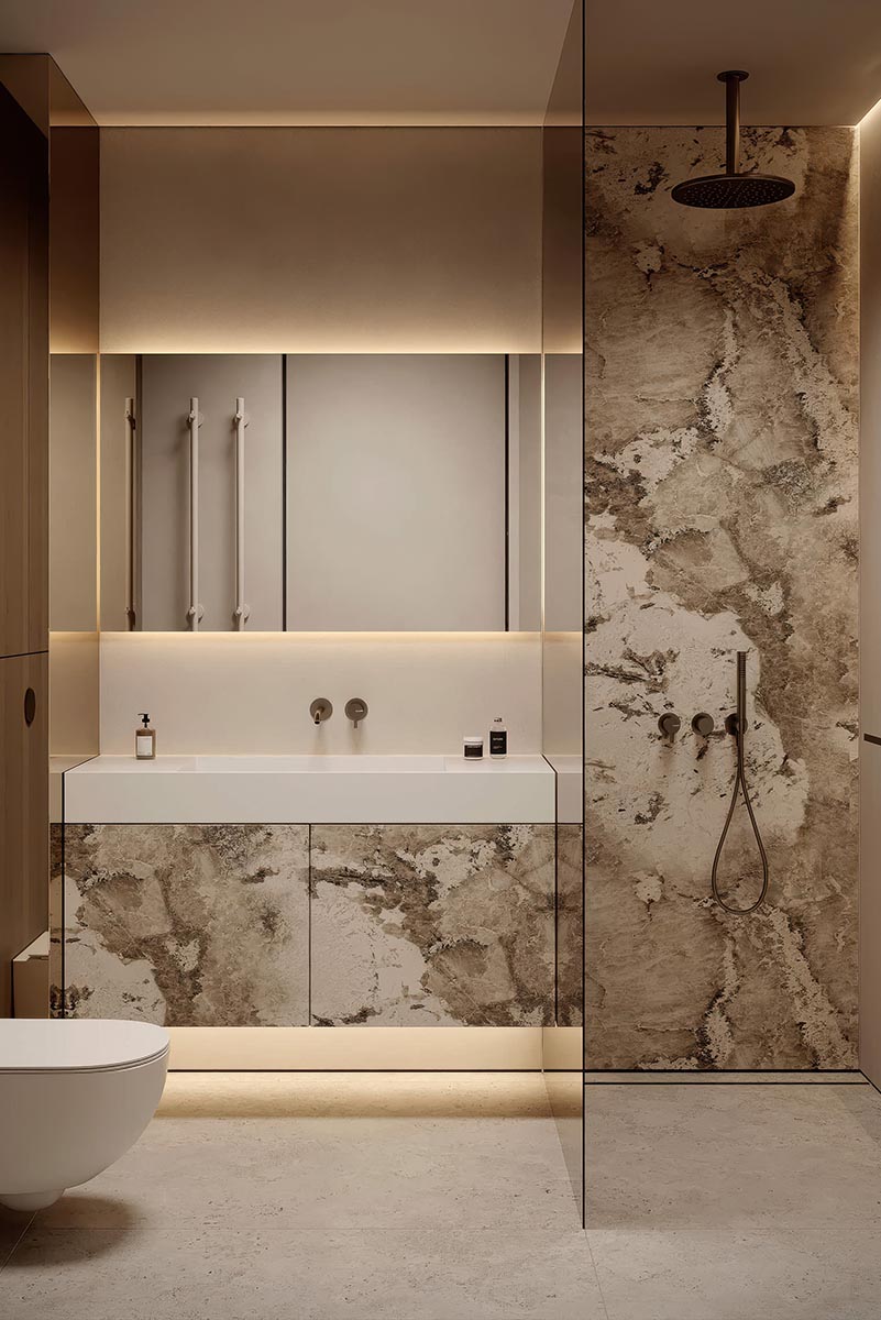 大理石調の手洗い場